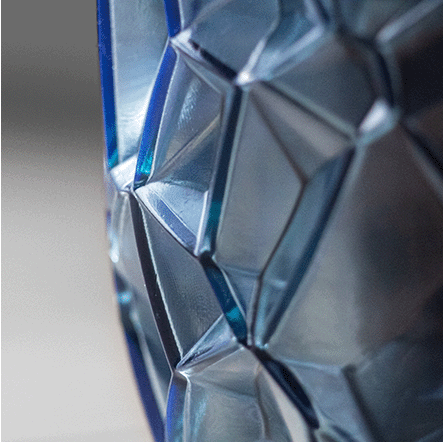 Macro shot of a geometric surface with the edgy voronoi cell structure pattern of a 3D printed planter